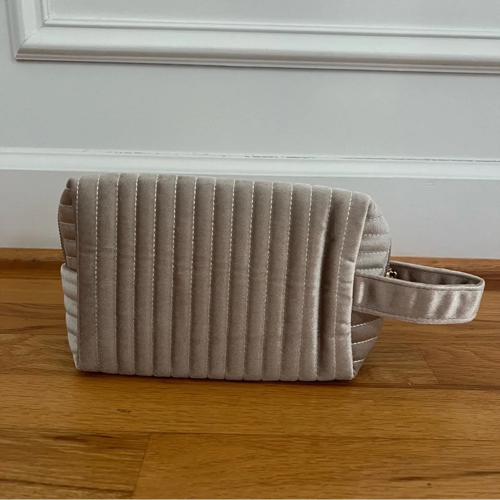 Velvet Quilted Makeup / Hygiene Bag | Monogram “Amber” | NWOT